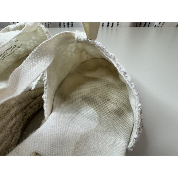 GAIMO Ankle Tie Wedge Espadrilles Sandals EU 40 US 9 Ivory Bridal Made In Spain - Picture 8 of 16